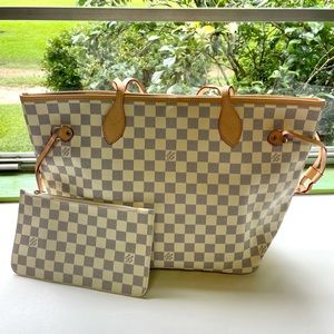 Louis Vuitton Neverfull MM Damier Azur w Pouchette
